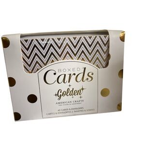 American Crafts Golden Boxed Cards; 40 Cards & Envelopes